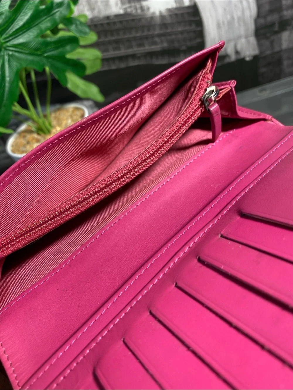 Authentic Chanel Pink Quilted Caviar Leather Flap L Yen Long Wallet
